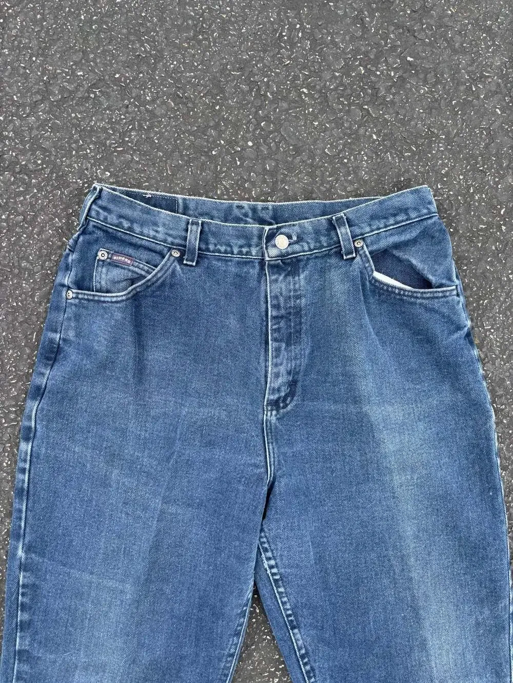 Vintage Riders by Lee Women's High Waisted Tapered Leg Denim Mom Jeans 32x29
